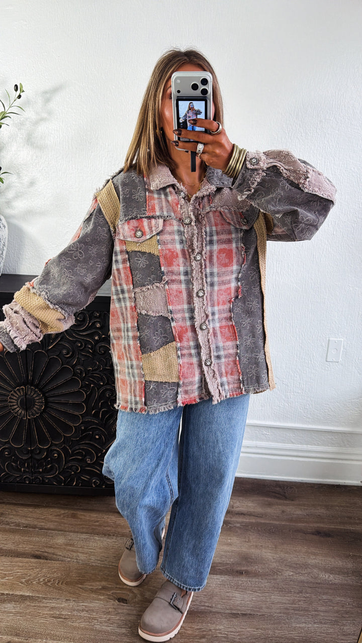 Maple & Threads Jacket, Black Denim Multi