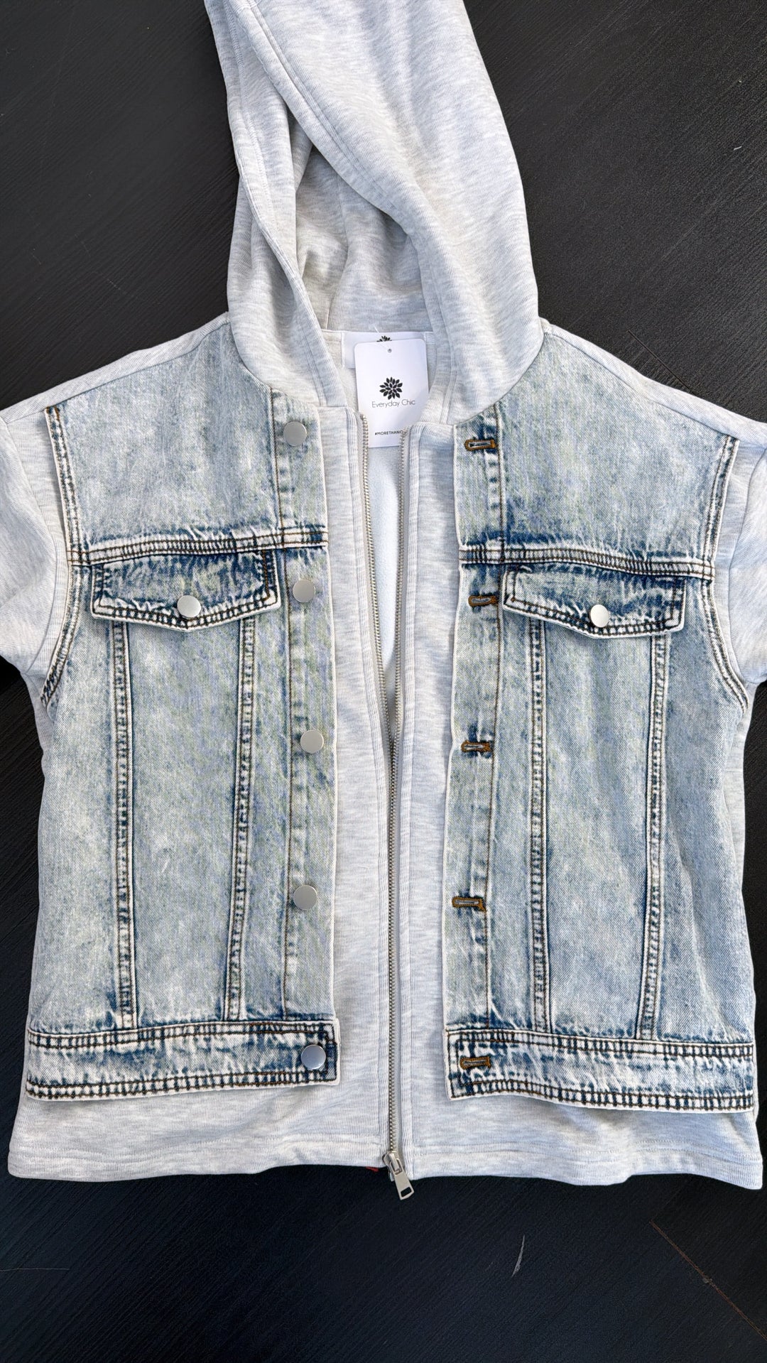 Blue Haven Zip Up, Denim/Grey