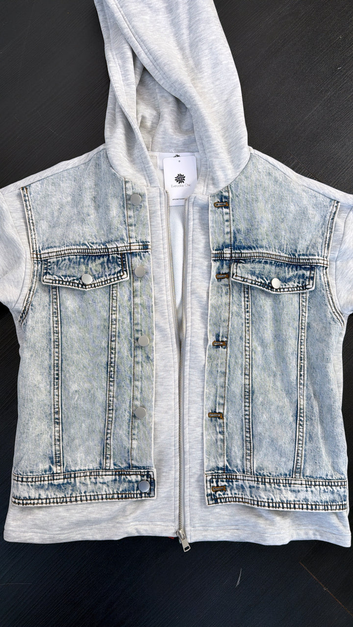 Blue Haven Zip Up, Denim/Grey