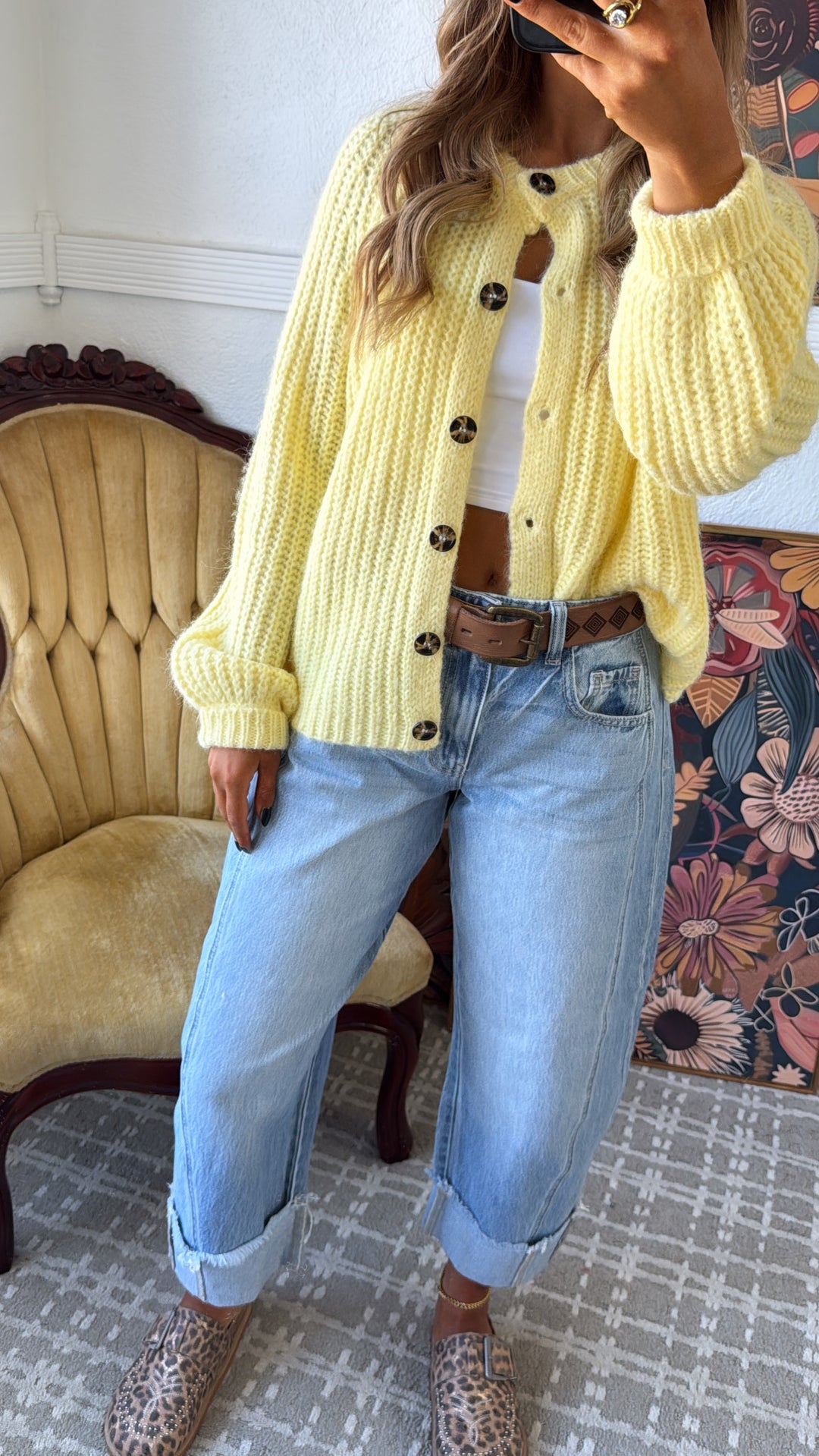 Candle light Cardigan, Lemon