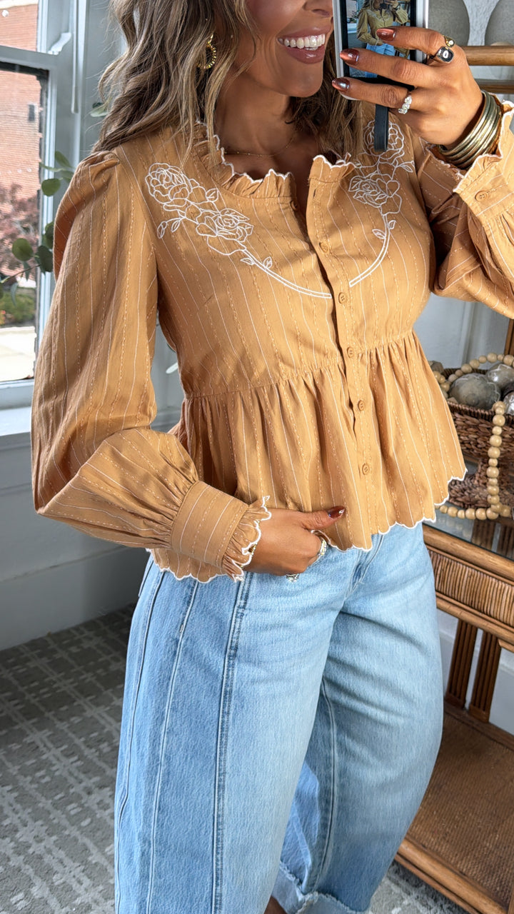Chestnut Charm Blouse, Clay