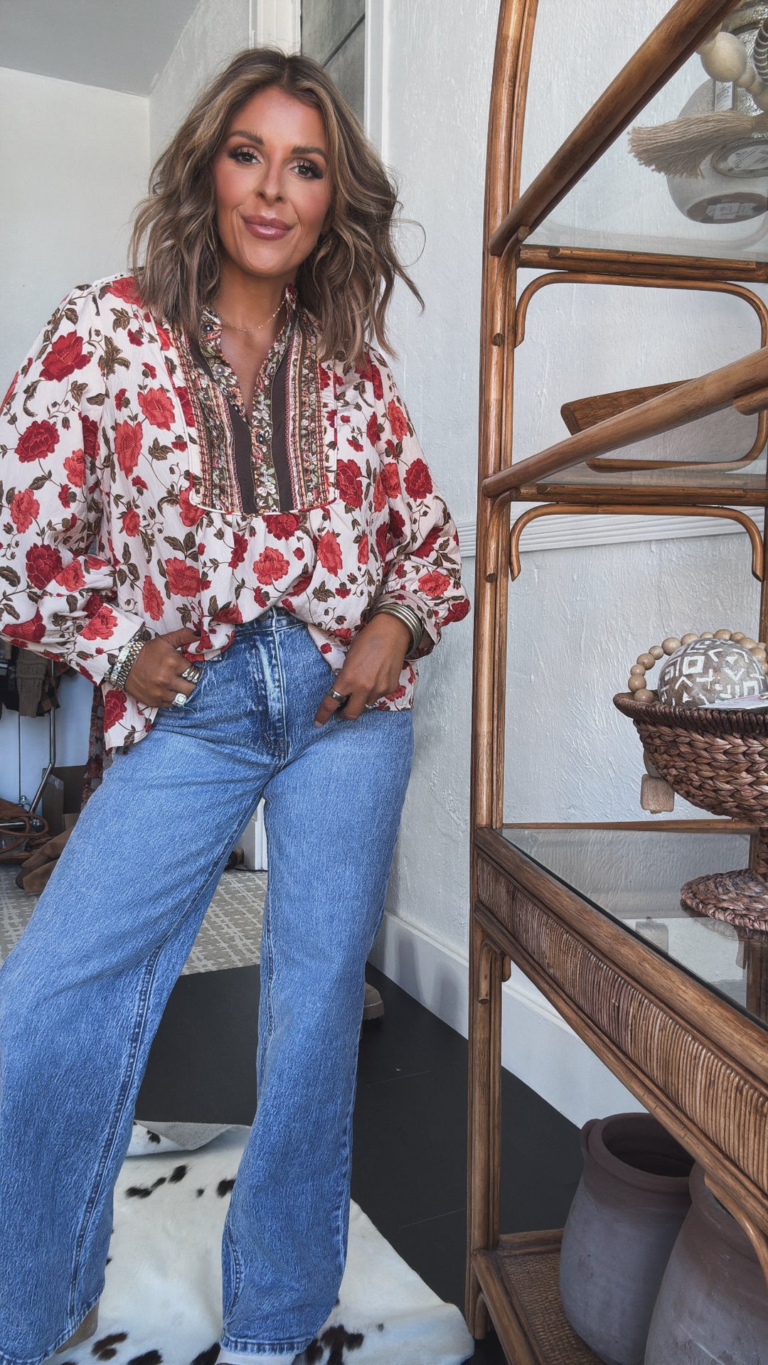 Russet Bloom Blouse, Ecru