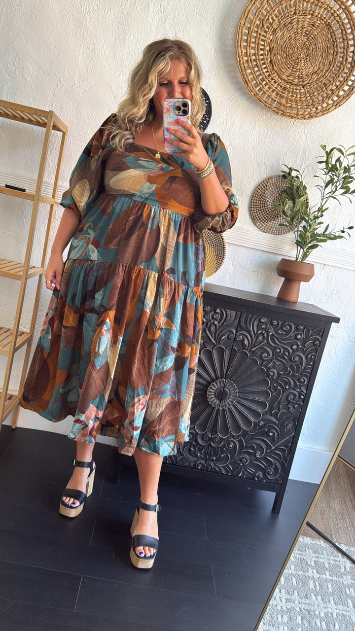 Dress To Impress Printed Maxi Dress, Teal