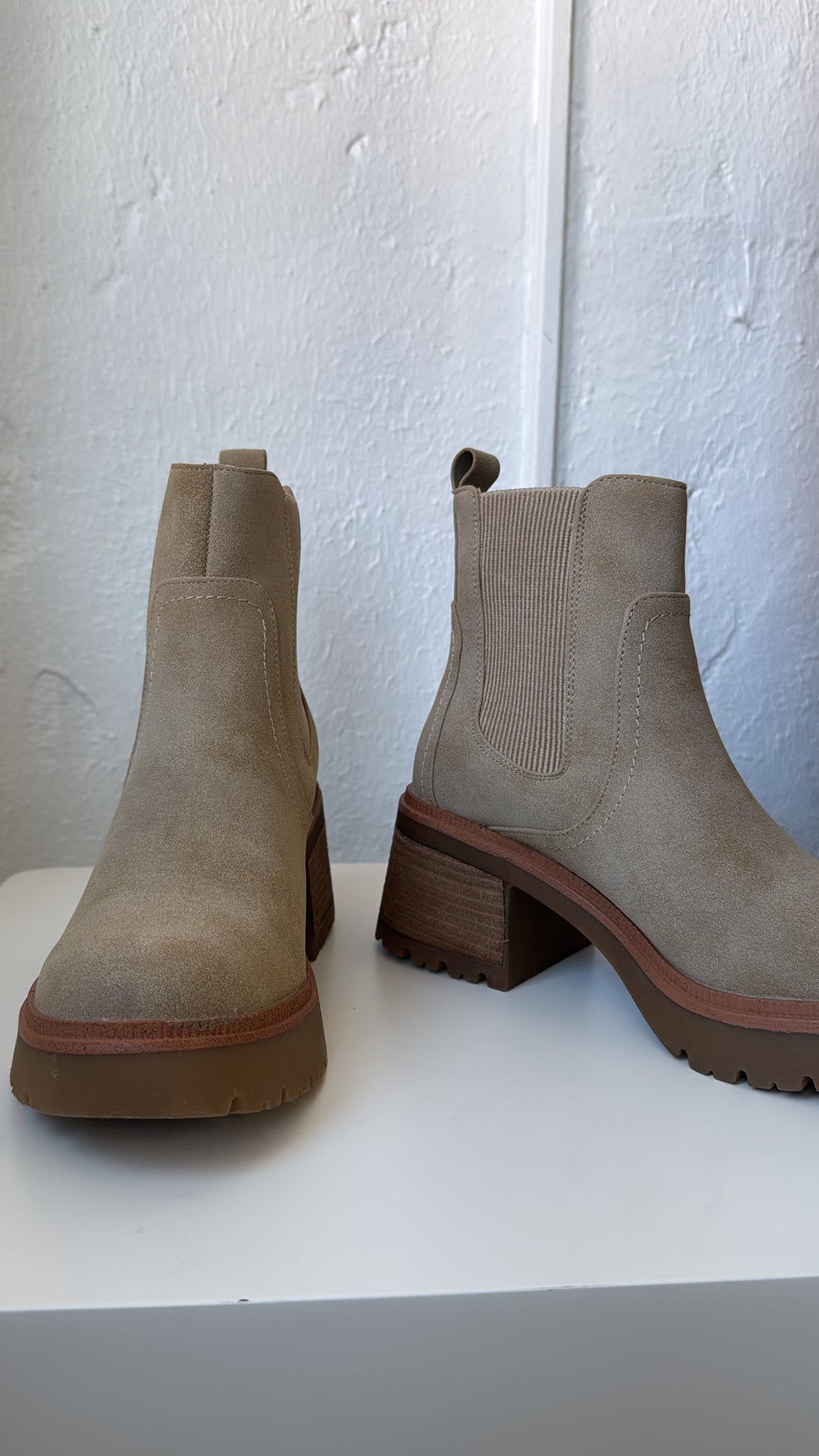 Amber Suede Lug Sole Bootie, Sand