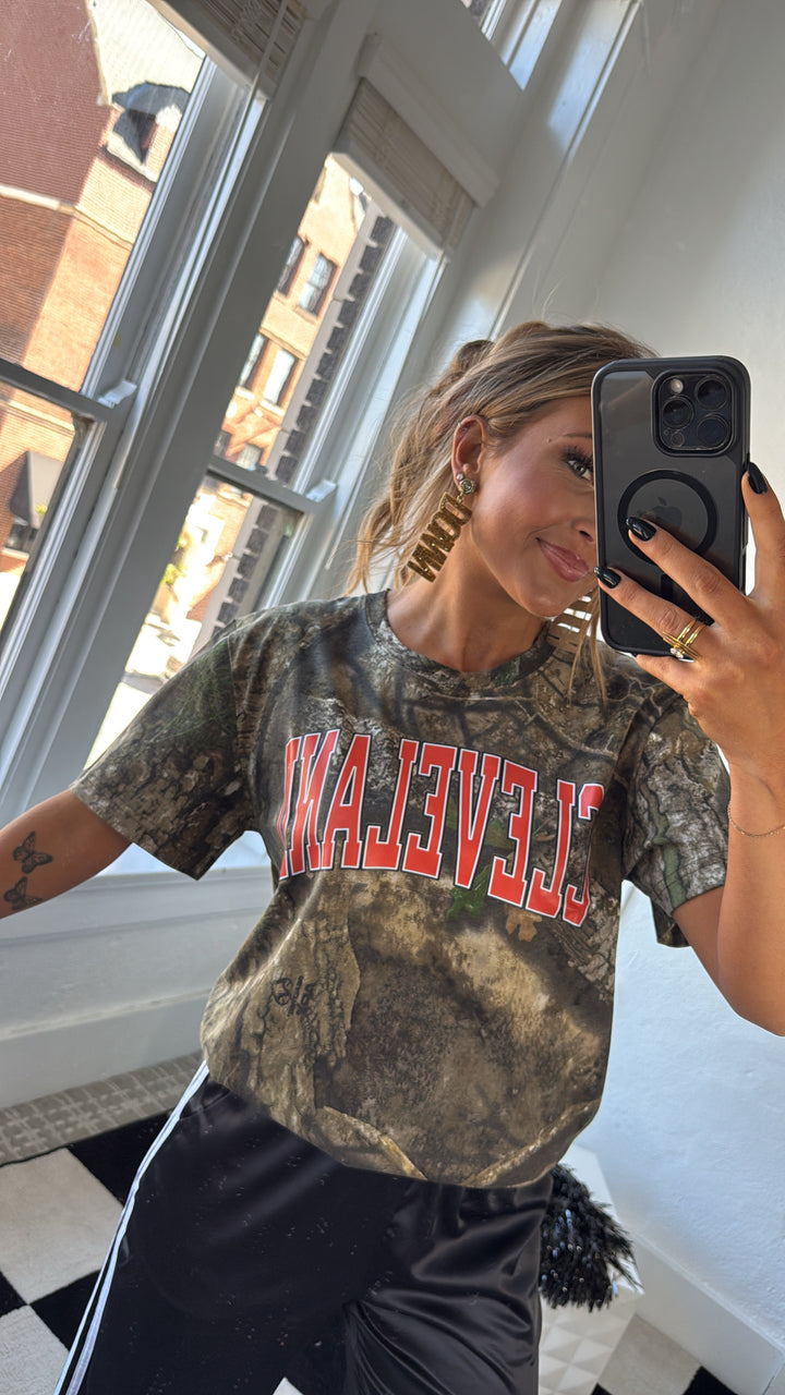 Camo Cleveland Graphic Tee, Orange/Camo