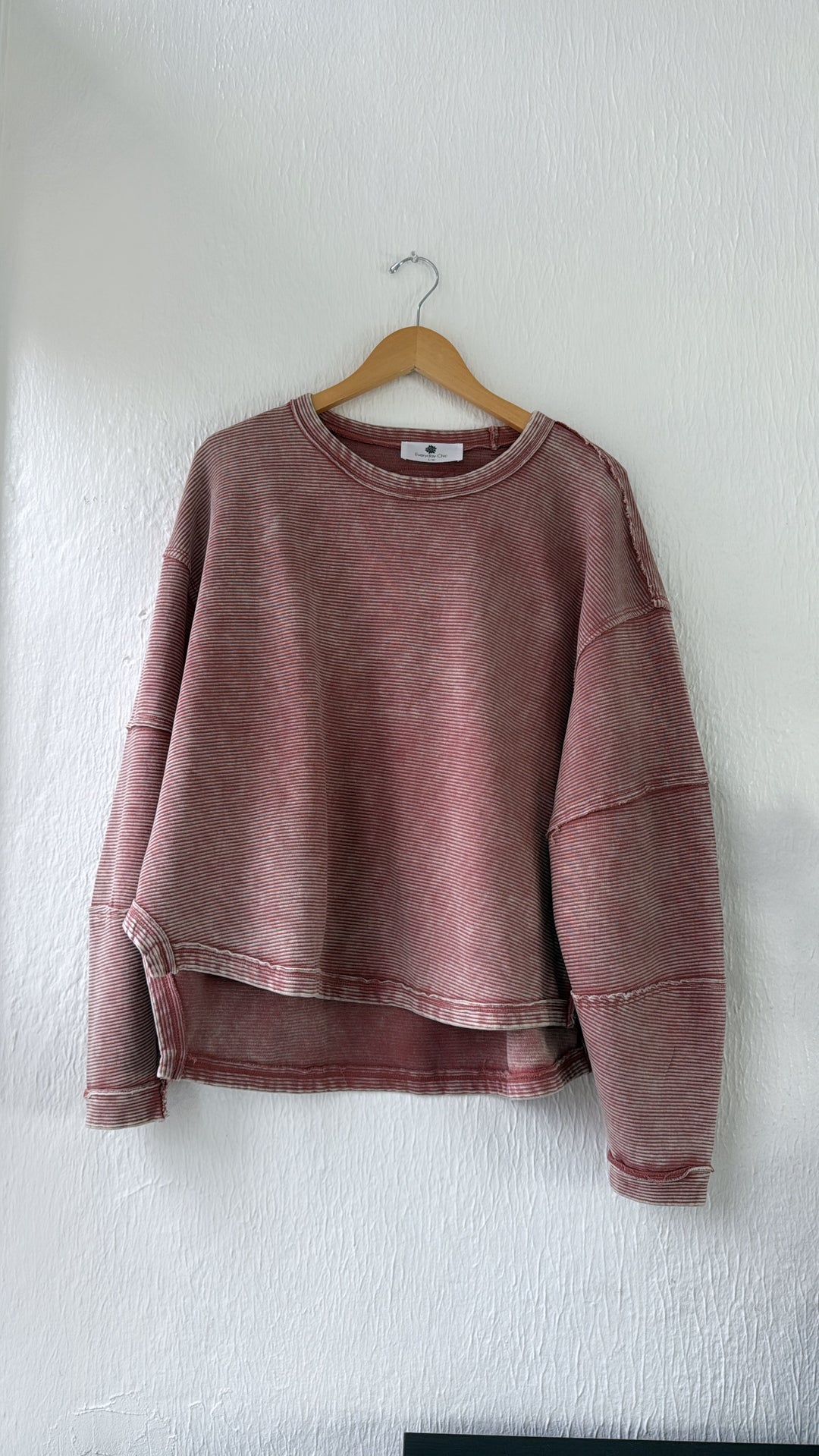 DOORBUSTER: Acid Washed Ribbed Cropped Pullover, Winter Rose