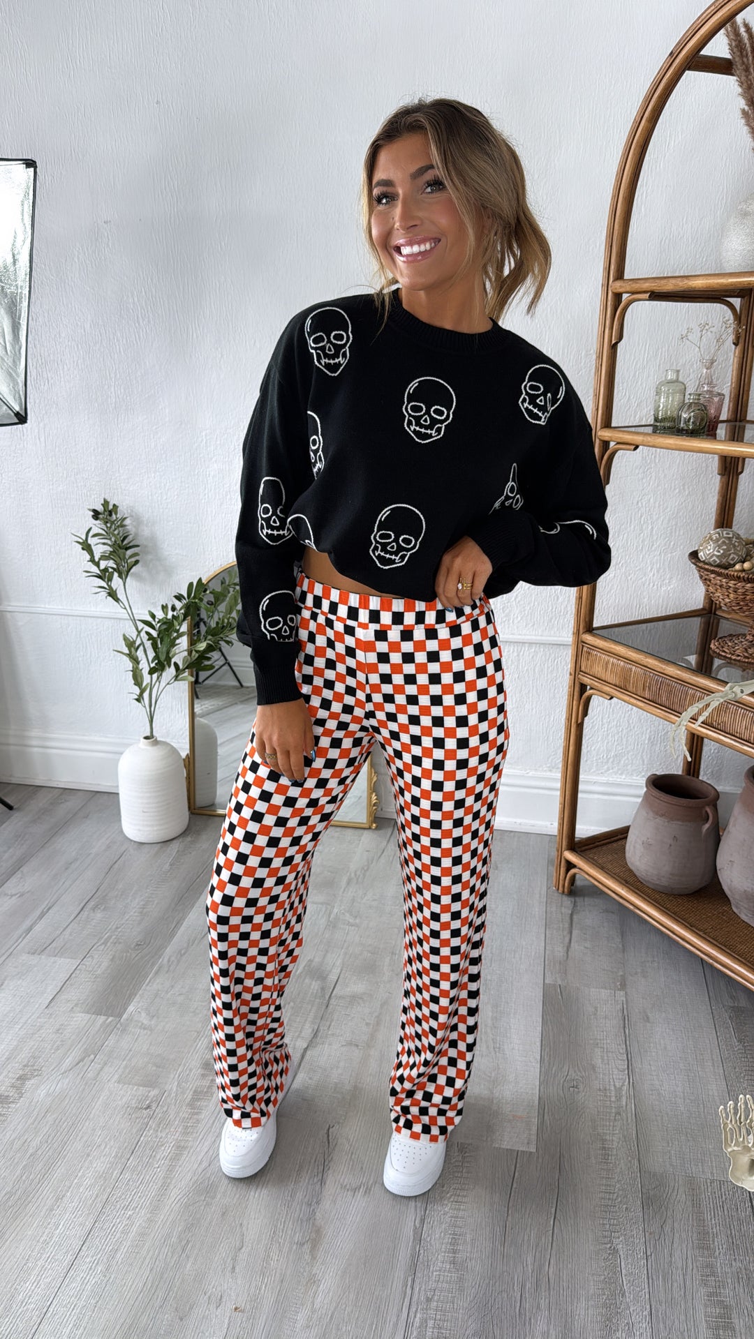 ECB Exclusive : Kickin' It Checkered Pant, Orange/Black