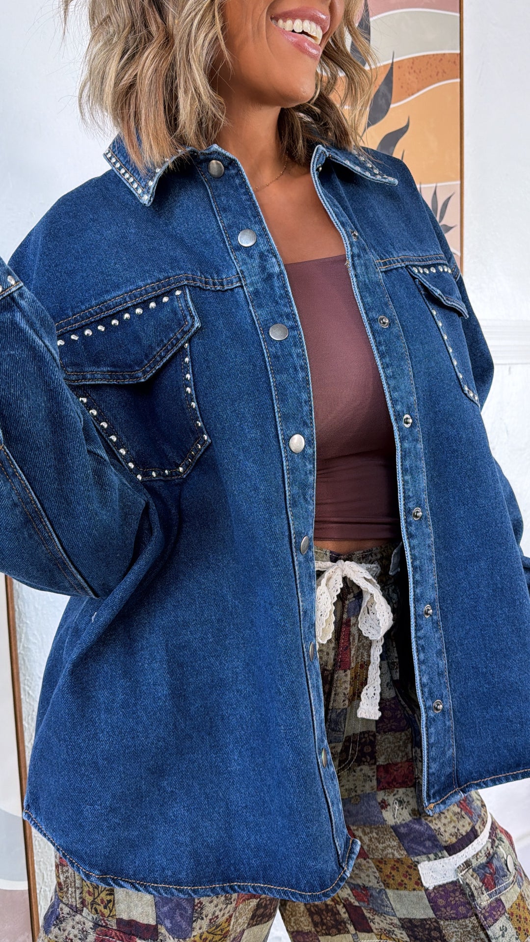 Western Halo Studded Jacket, denim