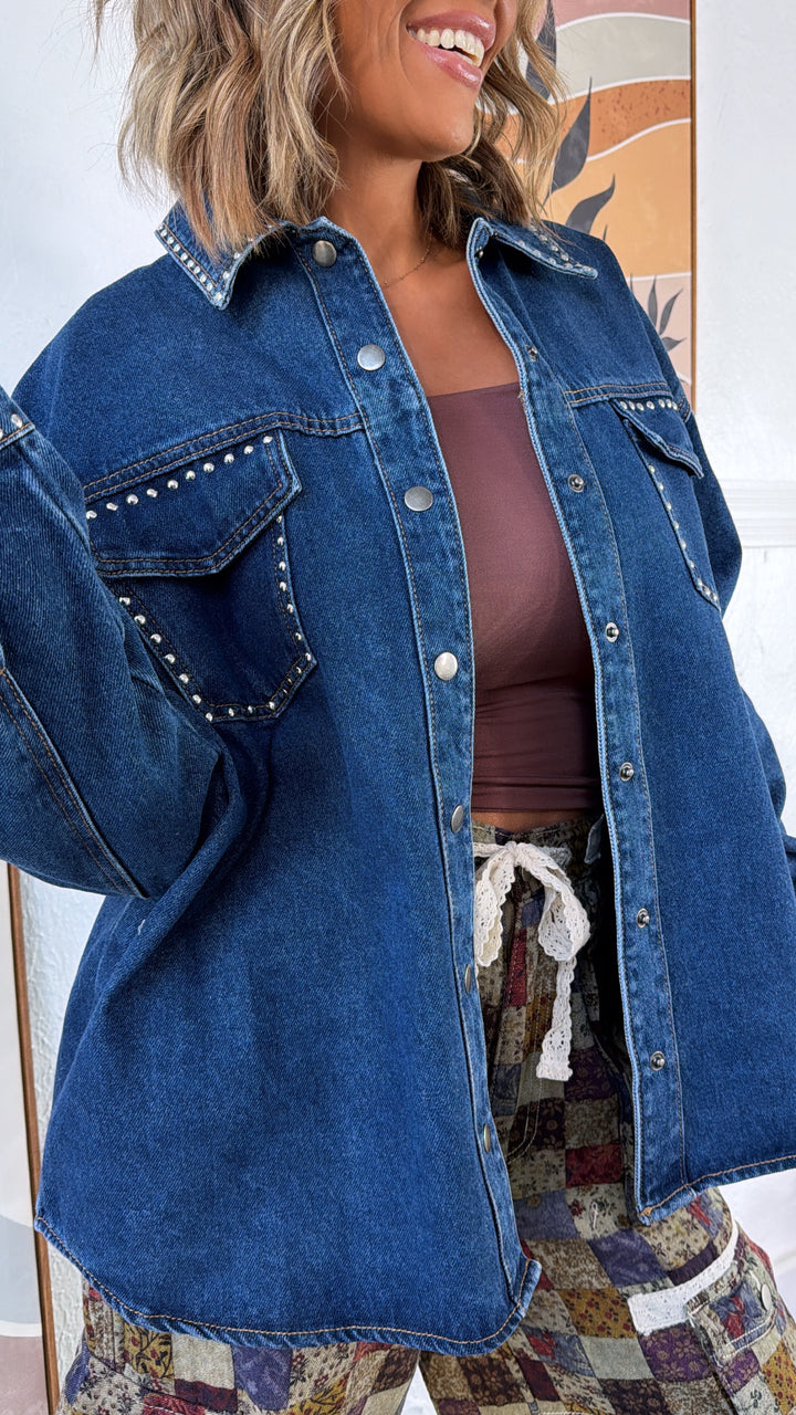 Western Halo Studded Jacket, denim