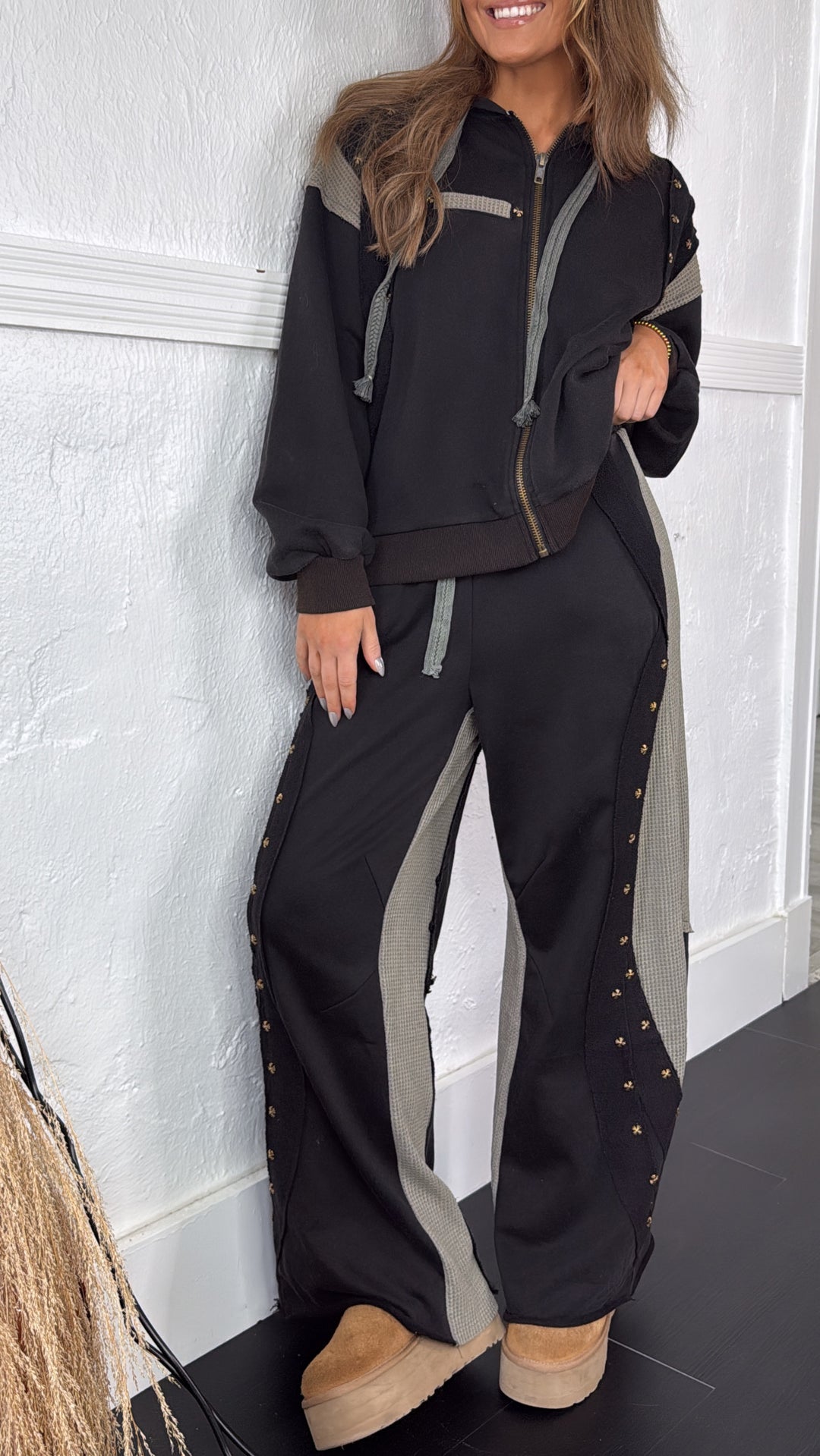 Urban Chic Waffle Knit Pant, Black