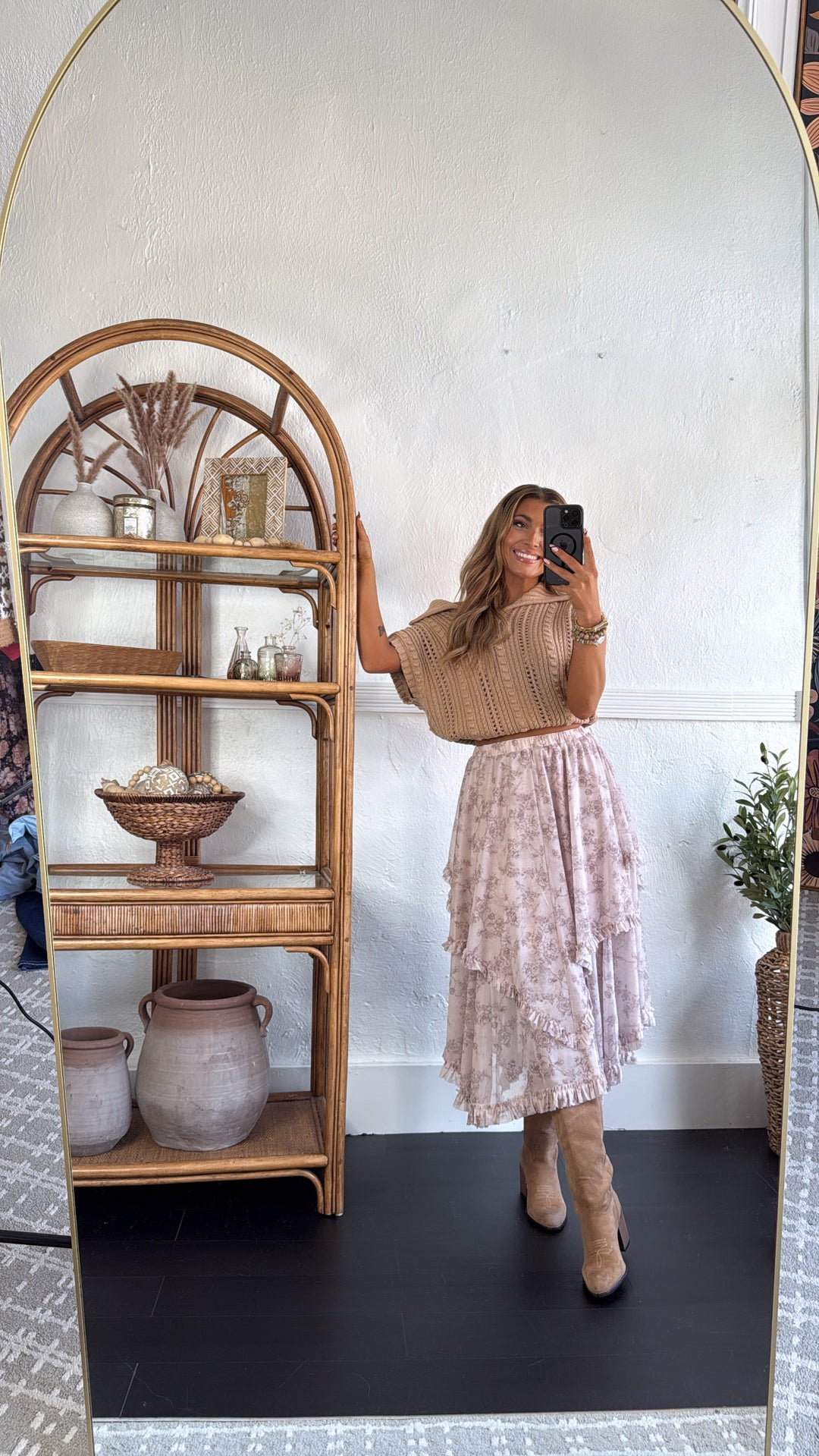 Hazel Bloom Maxi Skirt, Cream Multi