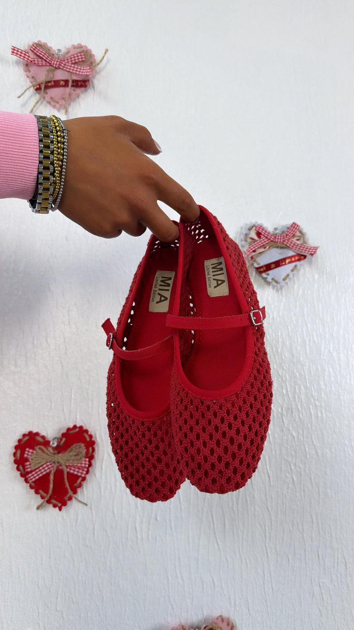 Dorothy Woven Ballet Flats, Red