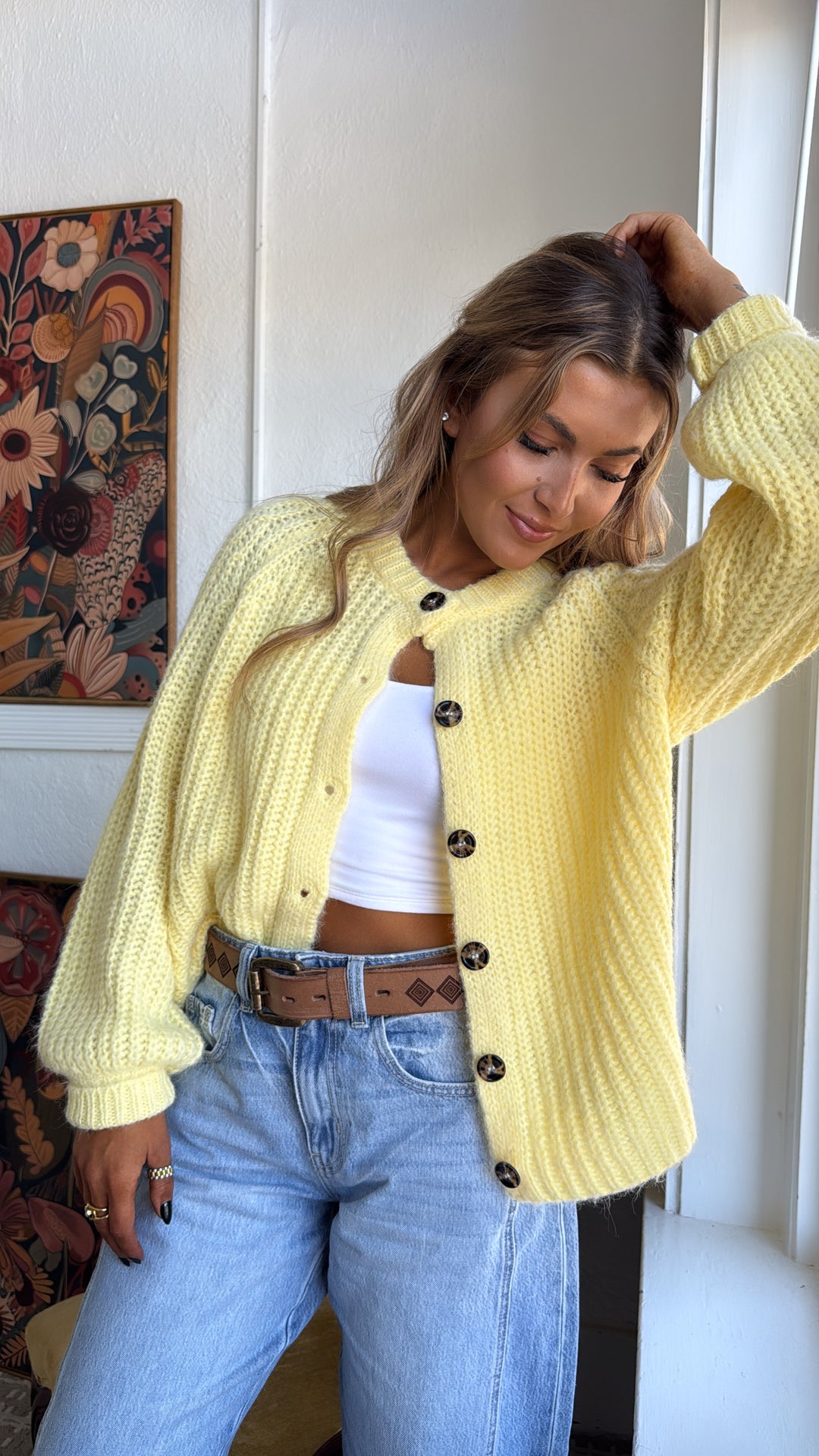 Candle light Cardigan, Lemon