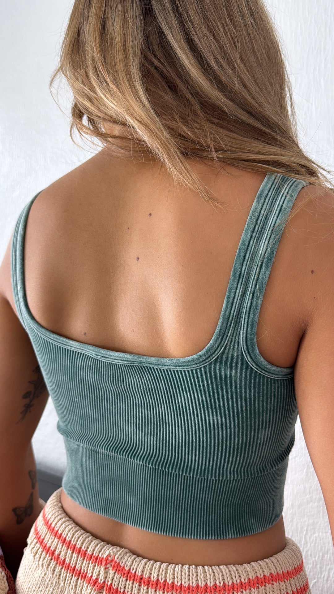 Essential Core Basic Padded Tank, Dark Green