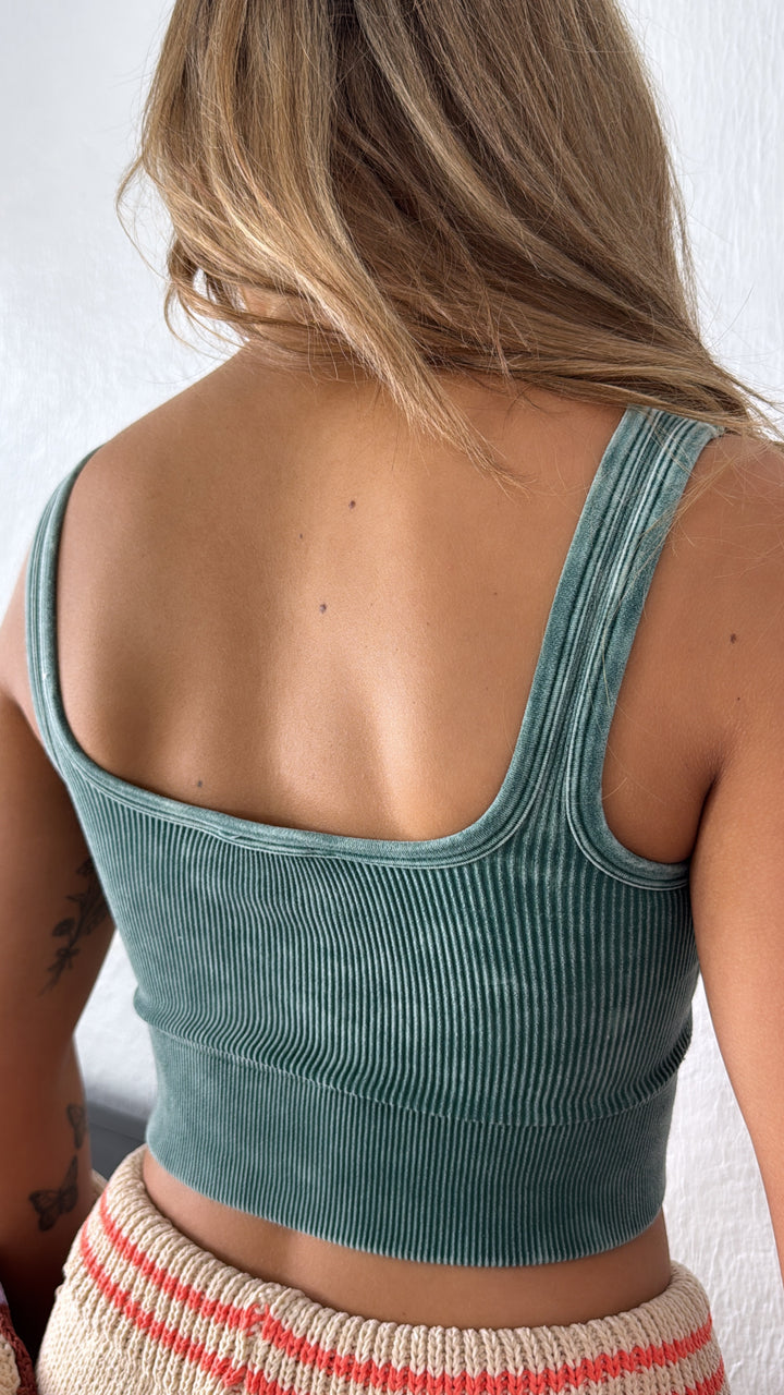 Essential Core Basic Padded Tank, Dark Green