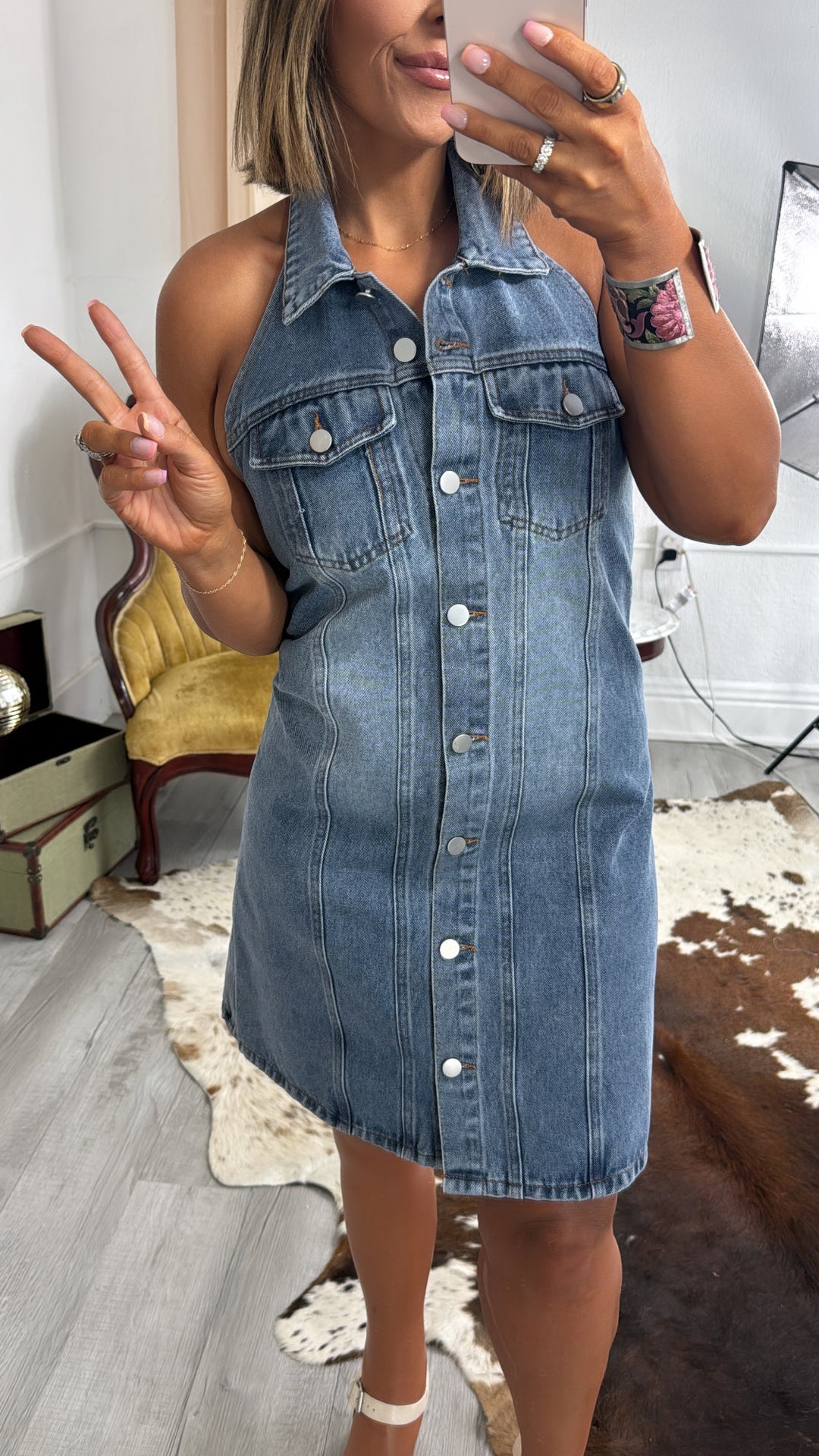 Downtown Darling Denim Halter Mini Dress Everyday Chic Boutique Downtown Darling Denim Halter Mini Dress Everyday Chic Boutique