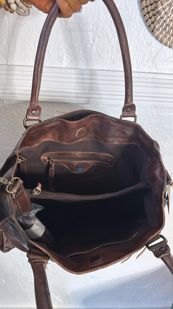 Rockaway Leather Tote, Teak Rustic