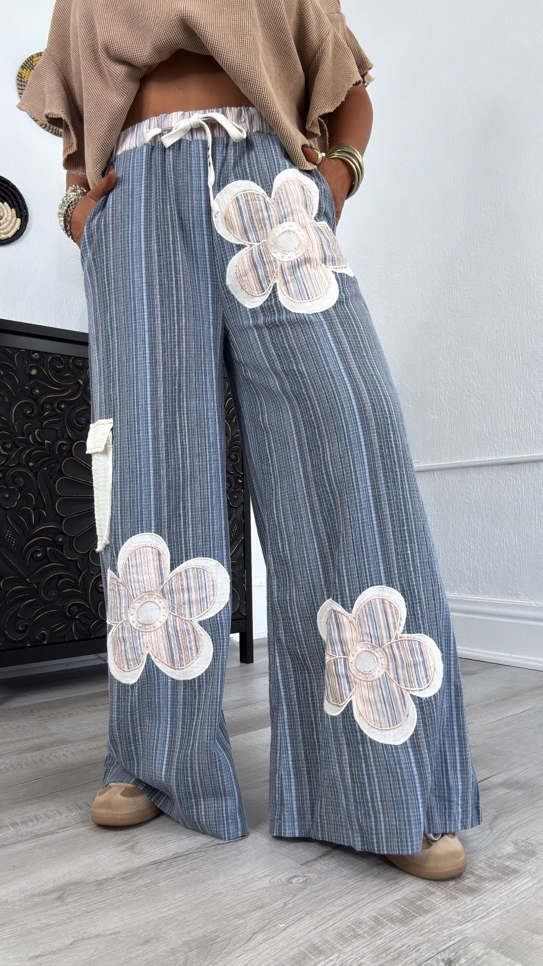 Isla Floral Pant, Navy Multi