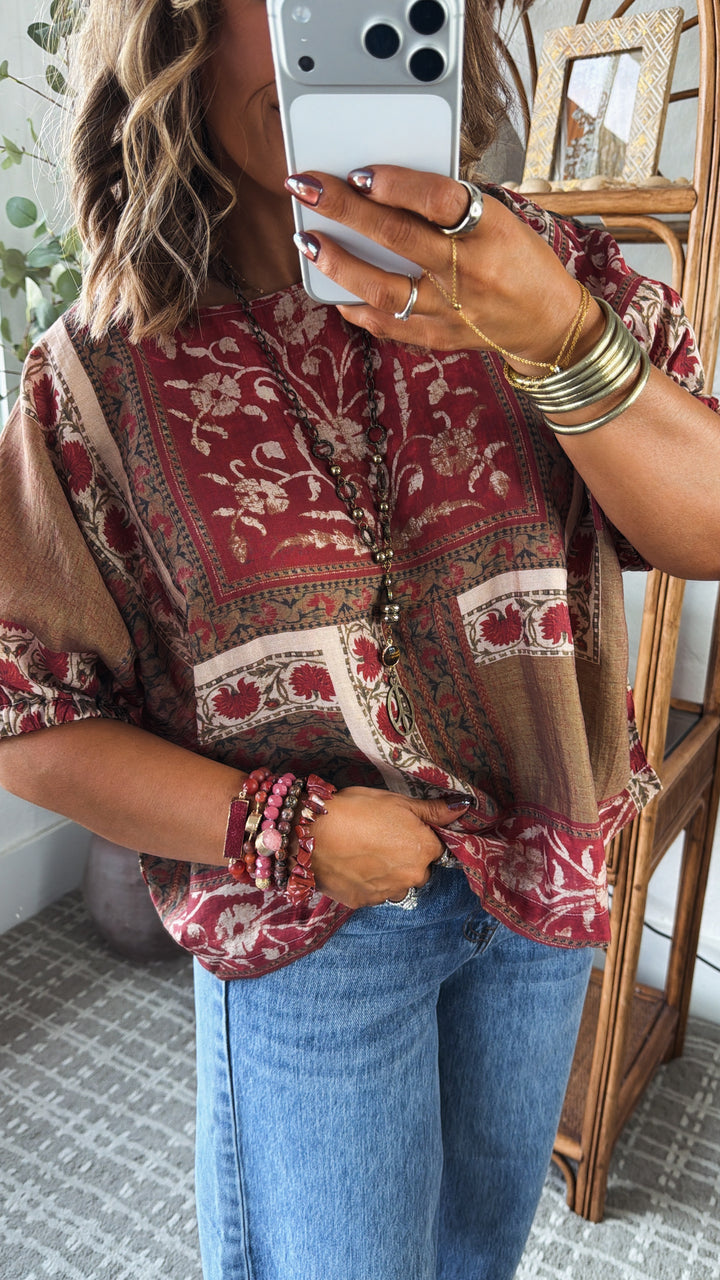 Redwood Muse Blouse, Antique Red