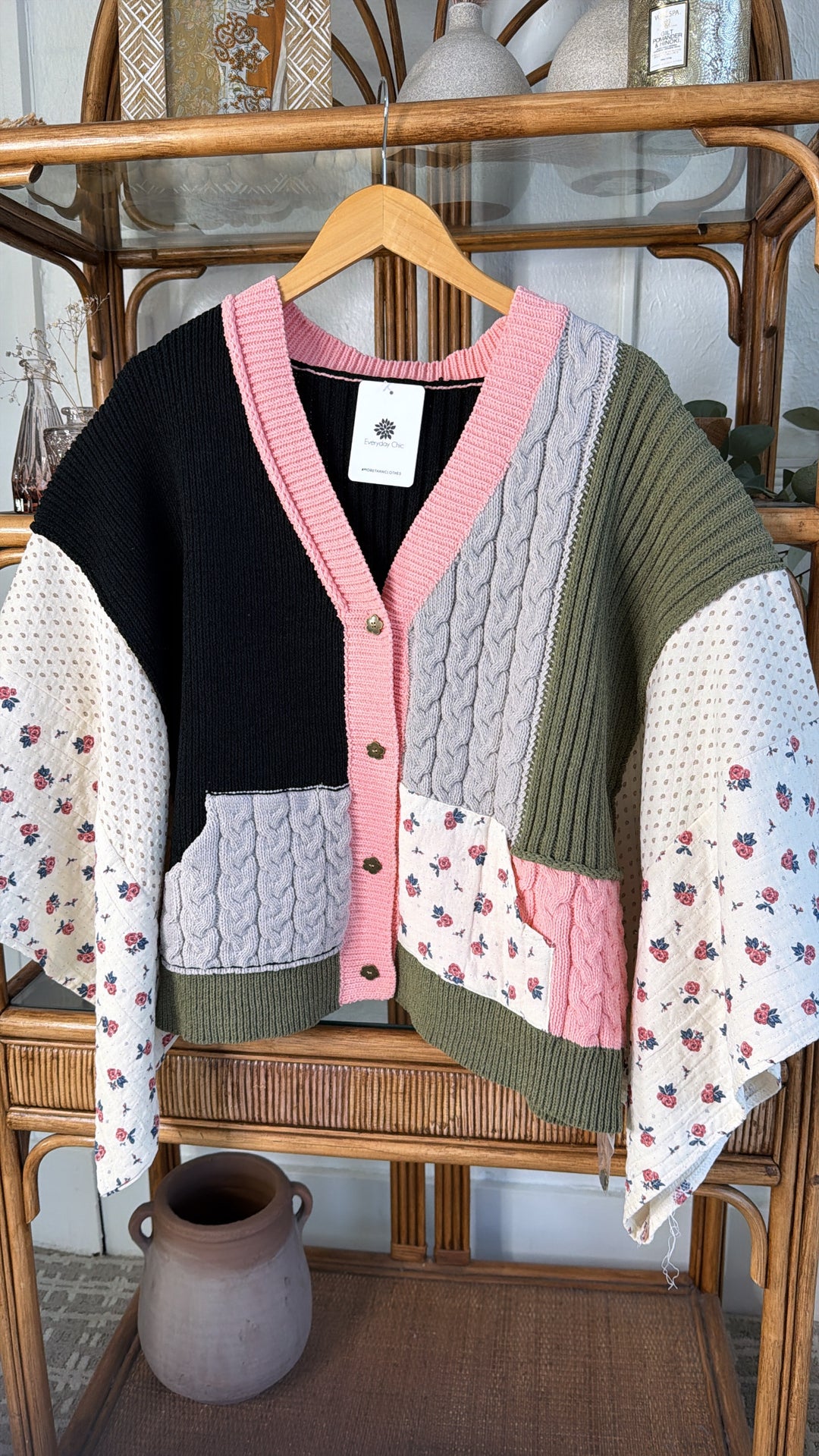 Fable Stitch Button Up, Black Multi