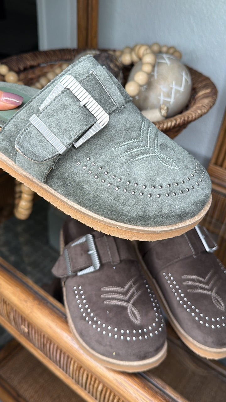 Joleen Studded Clog, Olive