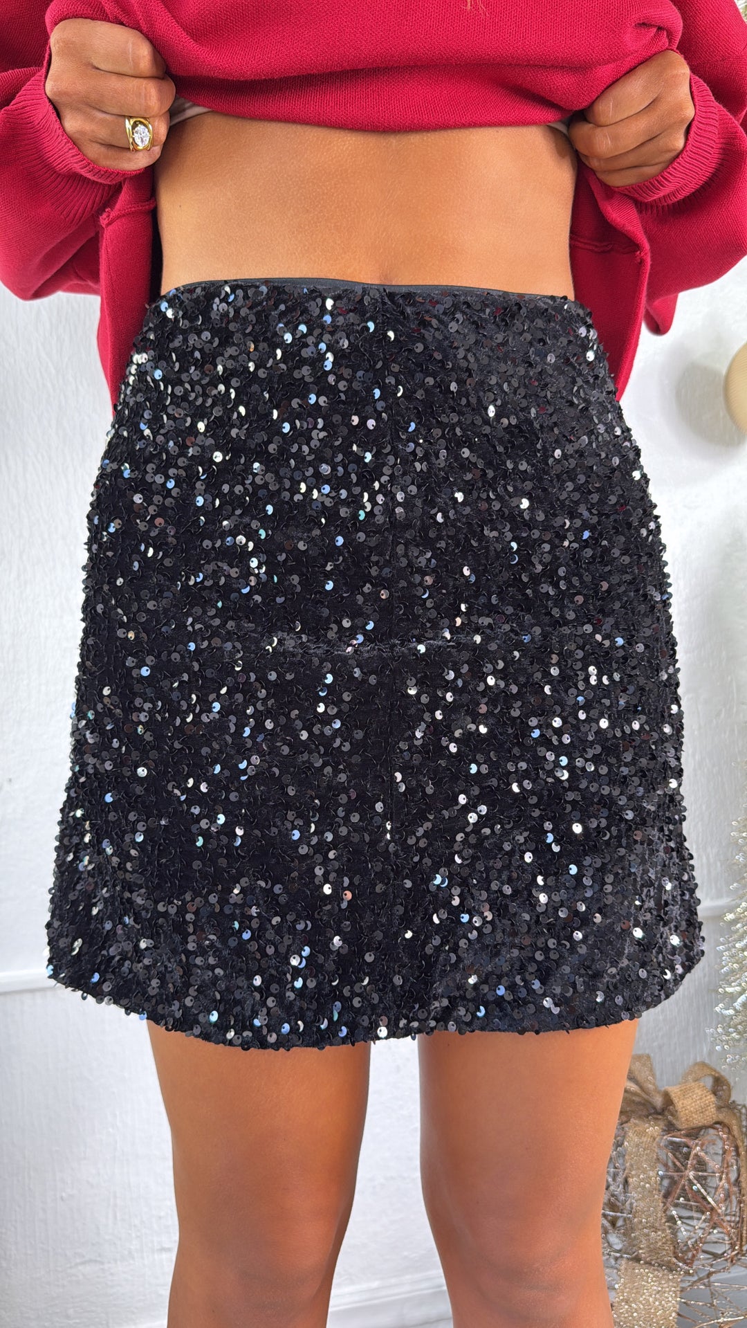 Dress To Impress Sequin Mini Skirt, Black