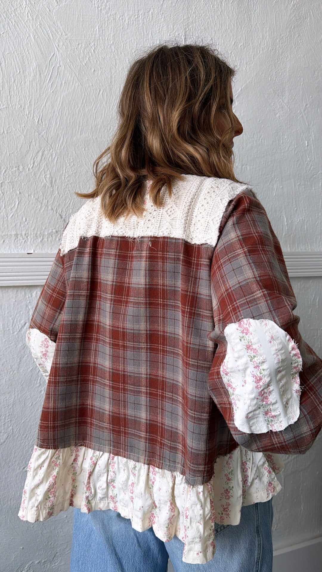 Juliette Button Top, Brick Multi