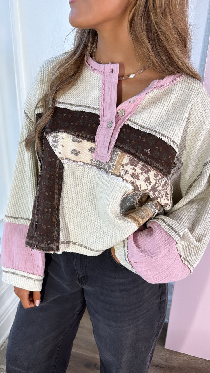 Washed Blush Garden, Oatmeal/Pink