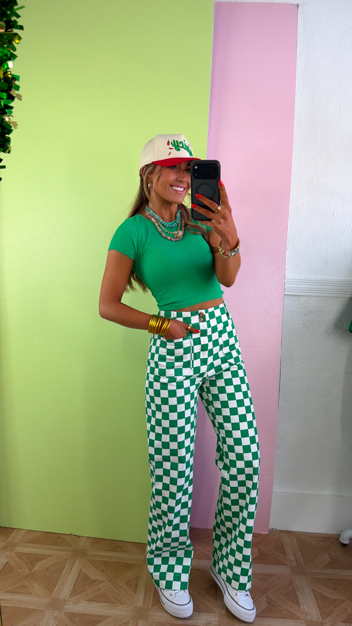 Ribbed Cropped Baby Tee, Vivid Green