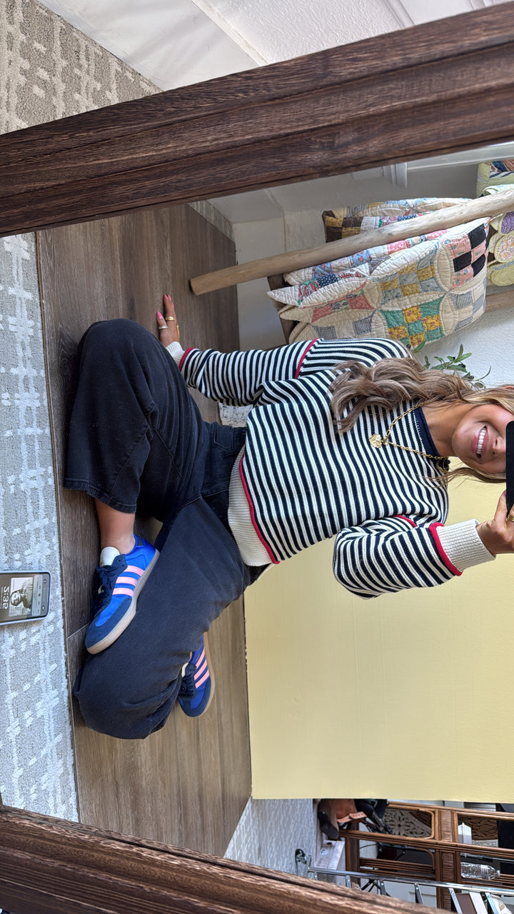 Summer Striped Sweater, Cream/Navy