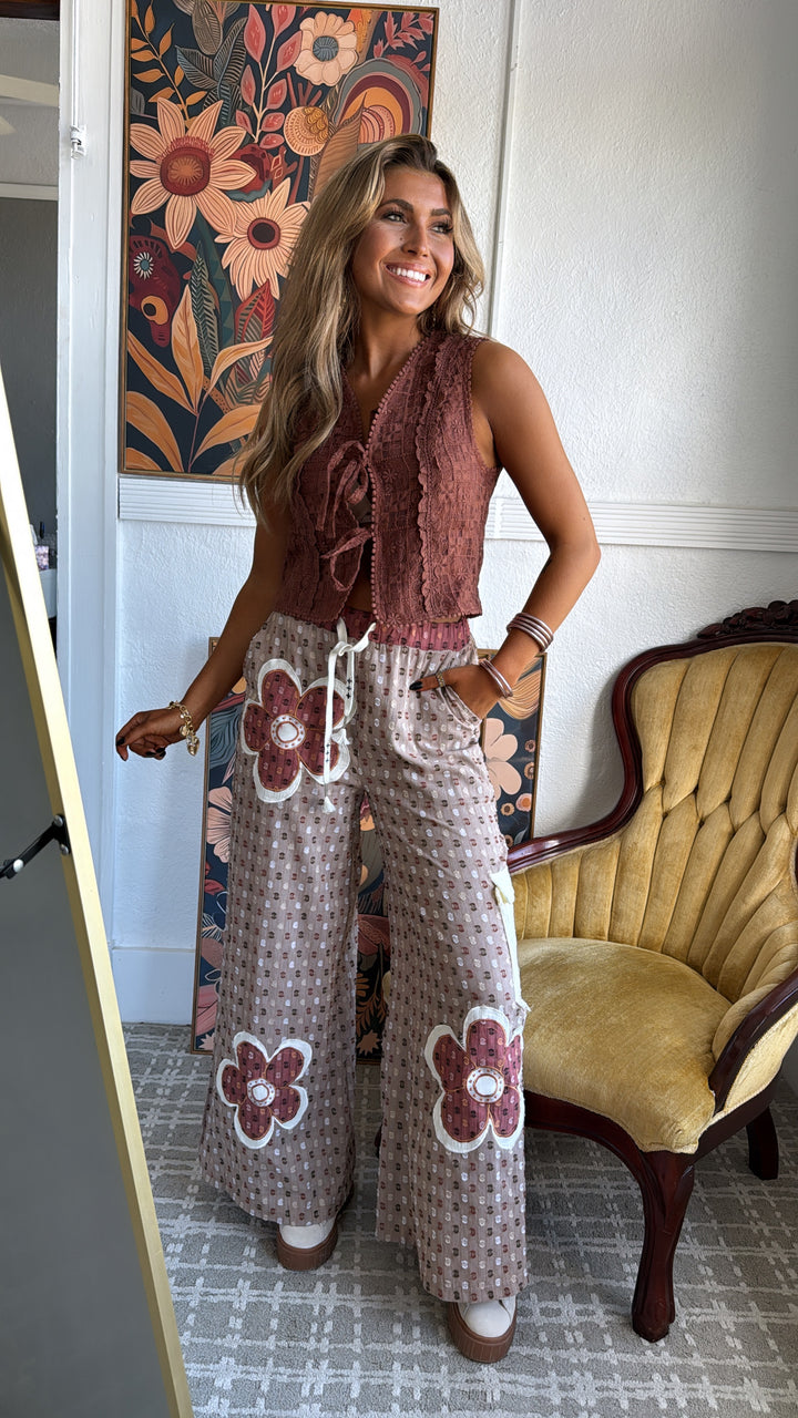 Desert Rose Tie Vest, Mocha