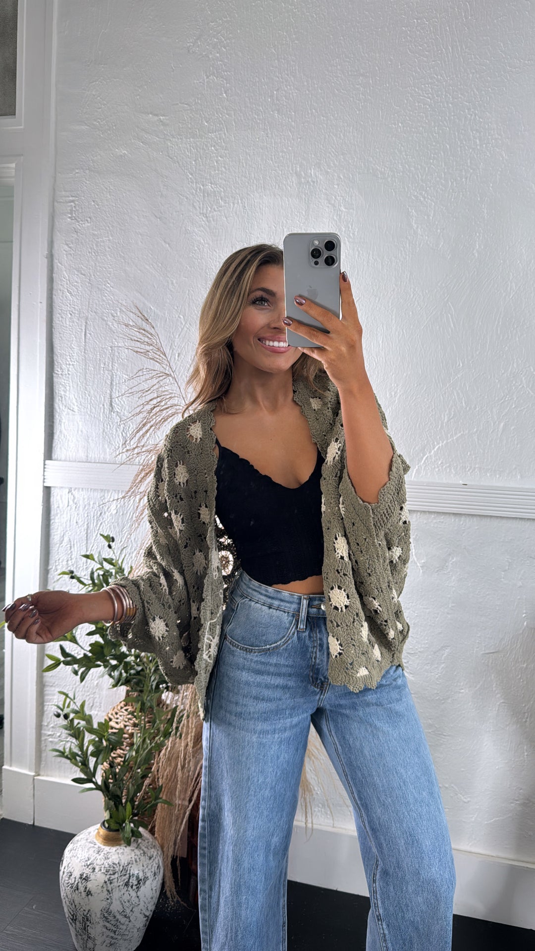 Harvest Drape Cardigan, Olive/Almond