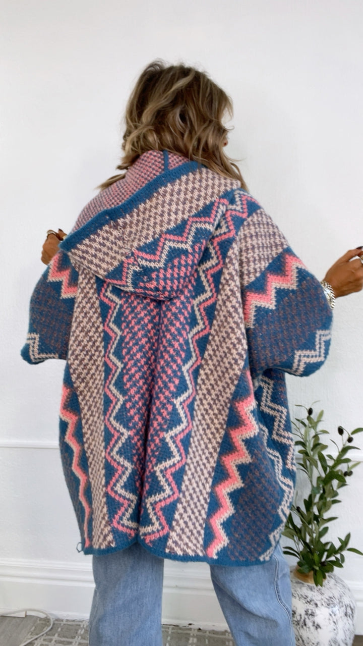 Sagebrush Knit Cardigan, Lapis Blue Multi