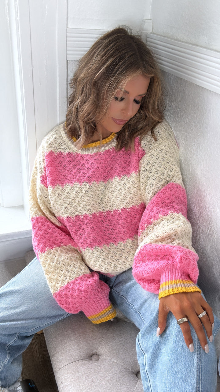 Sweetheart Stitch Sweater, Pink Stripe