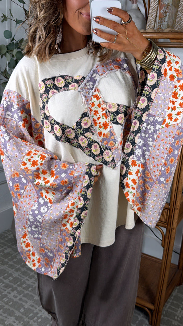 Peace & Love Flower Patch Top, Multi
