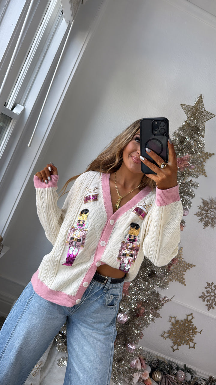 Spreading Cheer Nutcracker Cardi, Cream