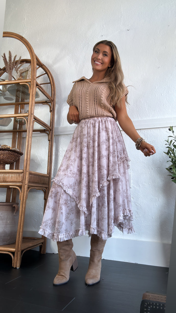 Hazel Bloom Maxi Skirt, Cream Multi