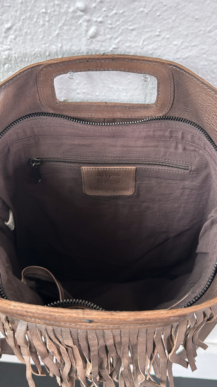 Bristol Layered Fringe Tote, Grey