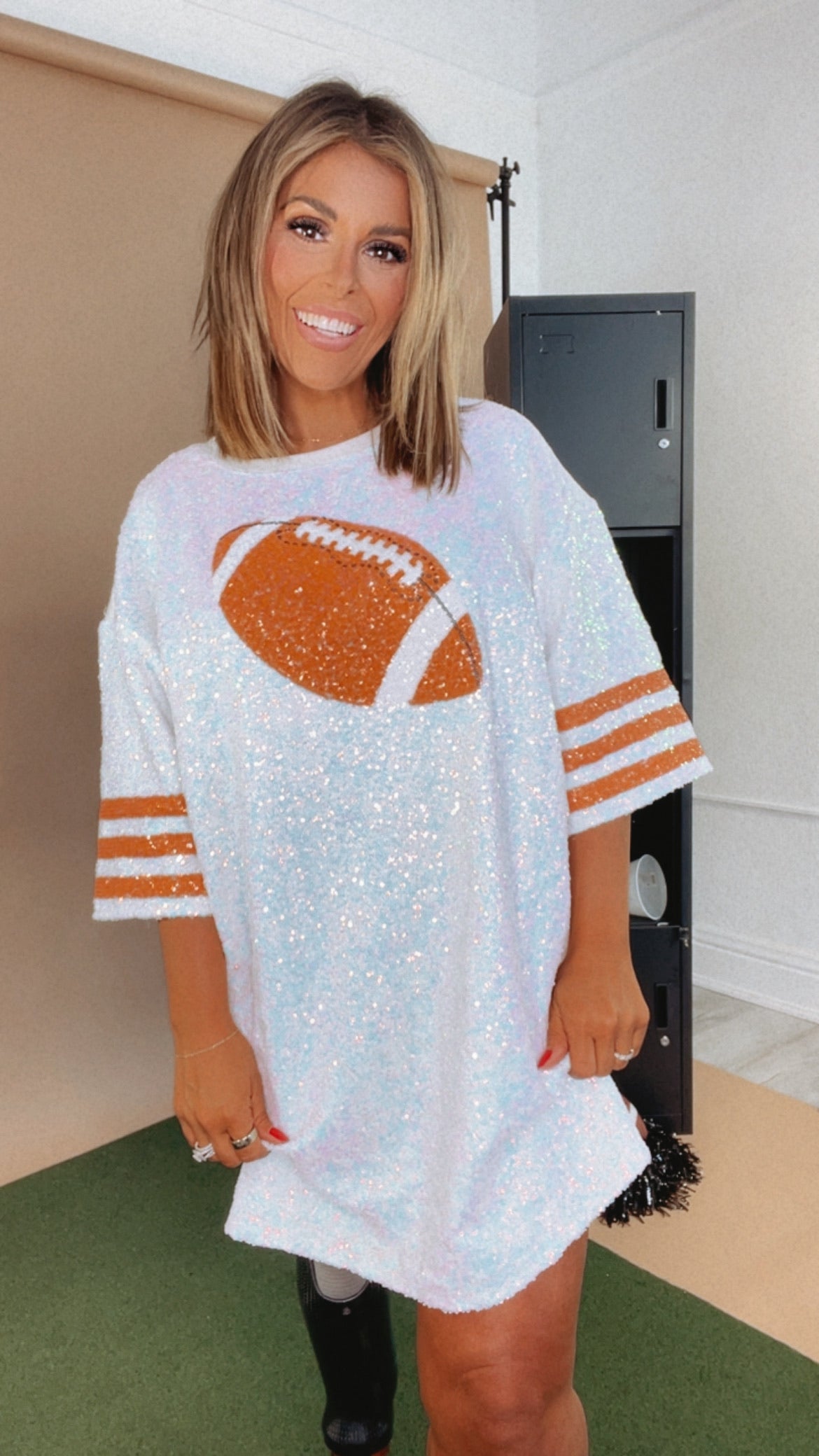 Set in Sequins Football Dress, White – Everyday Chic Boutique