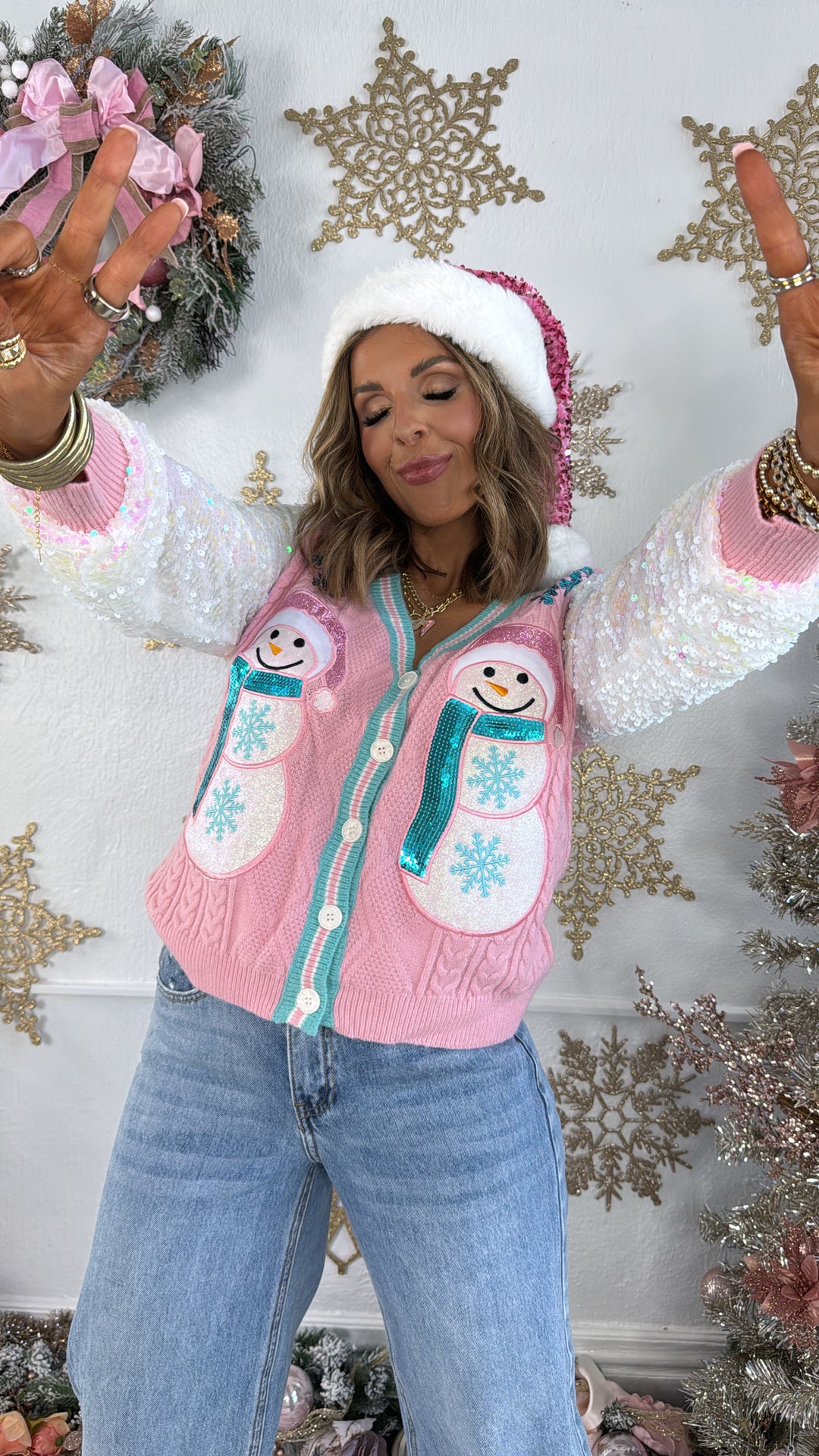 Frosty Glow Cardigan, Pink