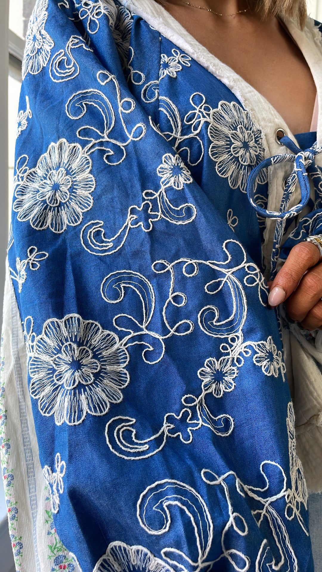 Petal Kiss Blouse, Denim Multi