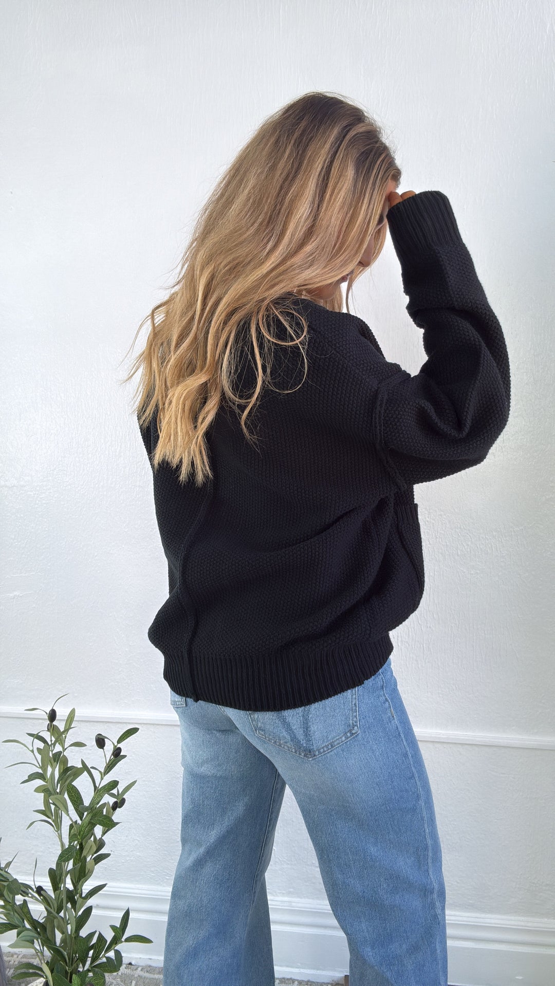 Soft Shadow Button Up Cardigan, Black