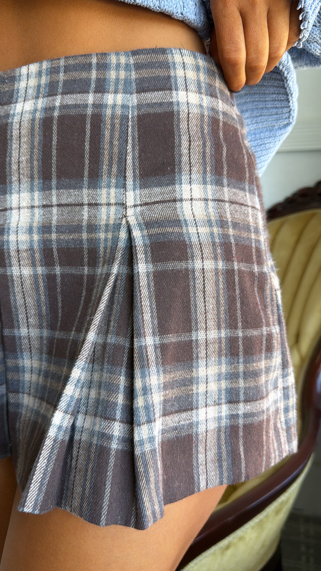 Plaidwood Skort, Brown