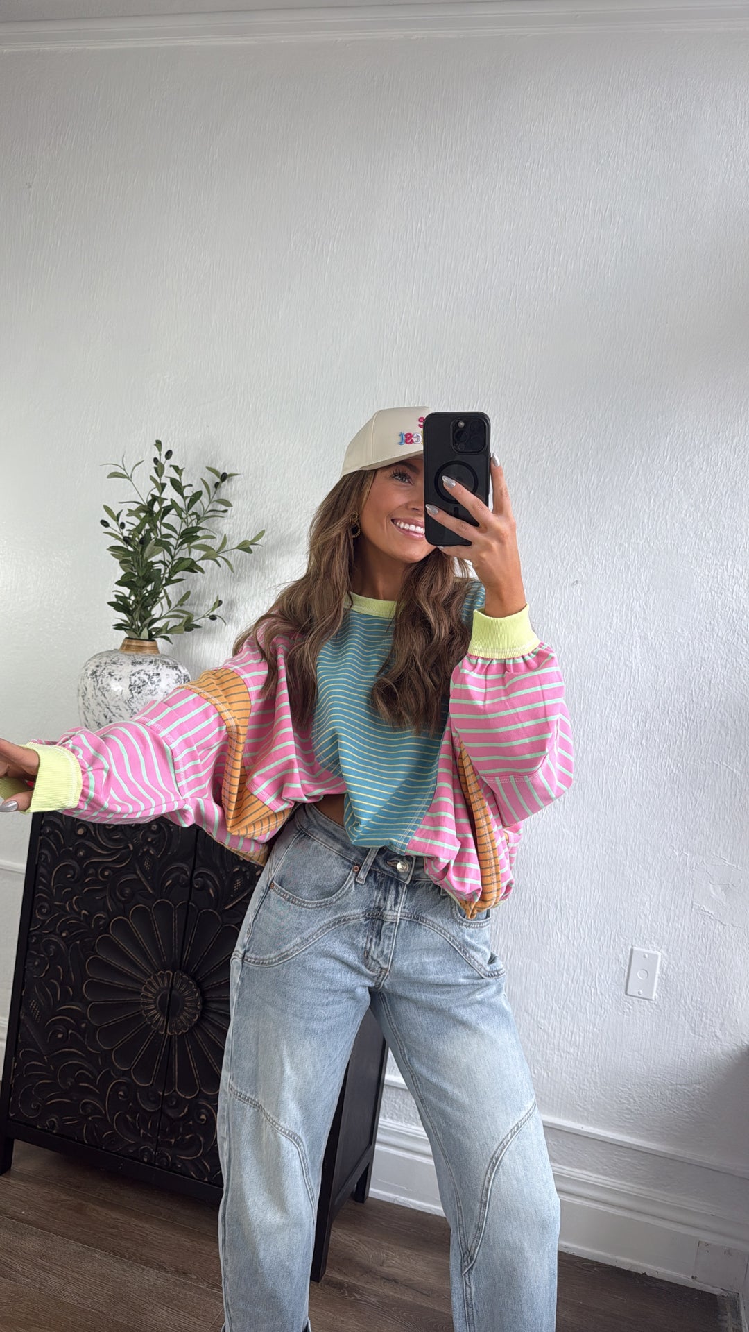 Stitch & Sail Mix Matched Top, Blue/ Pink