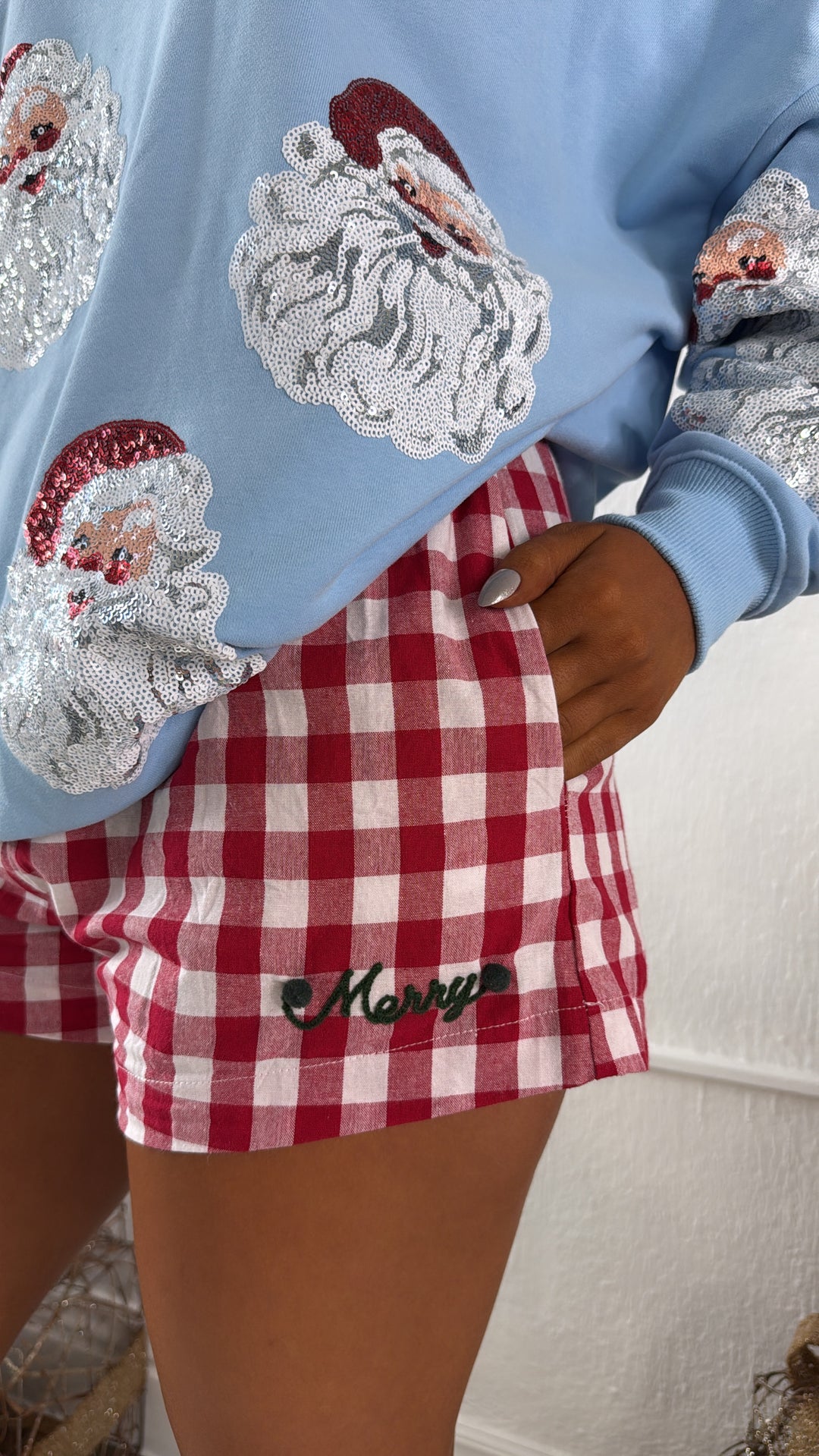 Merry Plaid Boxer Shorts, Red