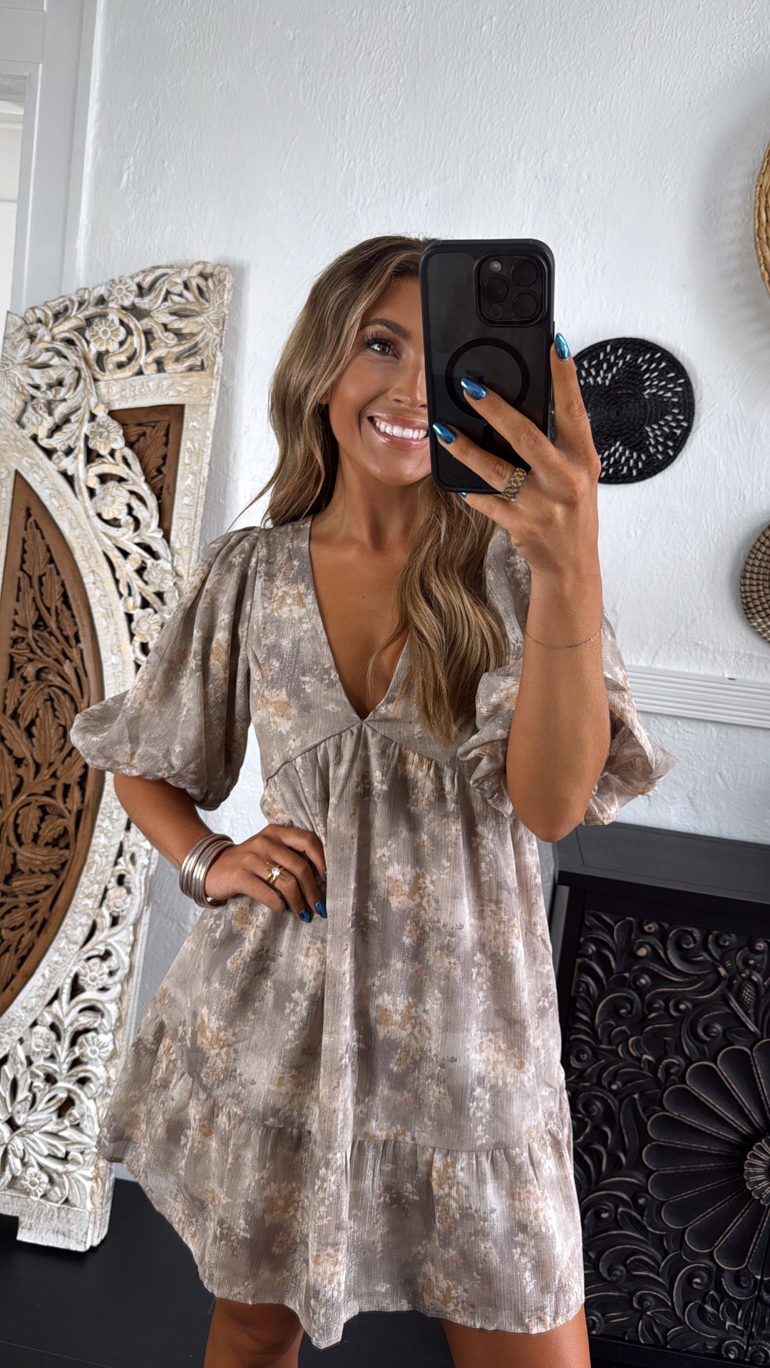 Dalia Floral Dress, Taupe