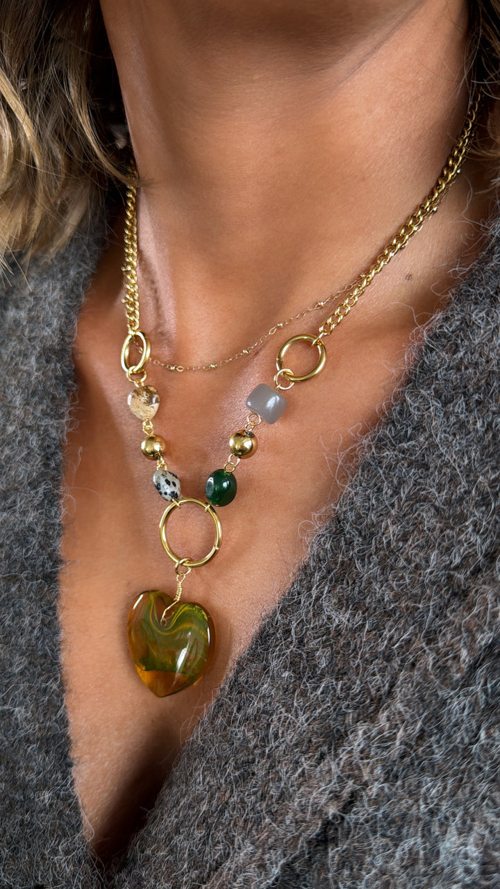 Treasure Jewels: Golden Meadow Heart Necklace