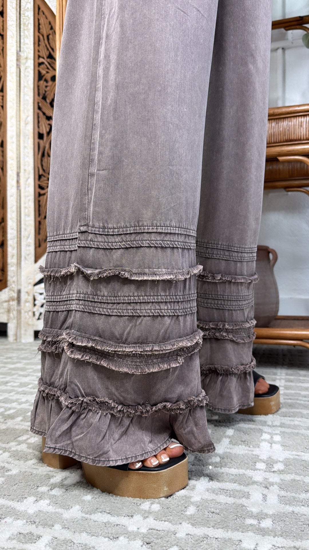 Slate Sky Flowy Pants, Burnt Charcoal