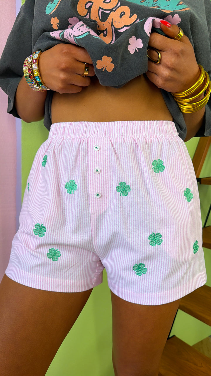 Lucky Sprinkle Striped Boxer Shorts, Lt. Pink