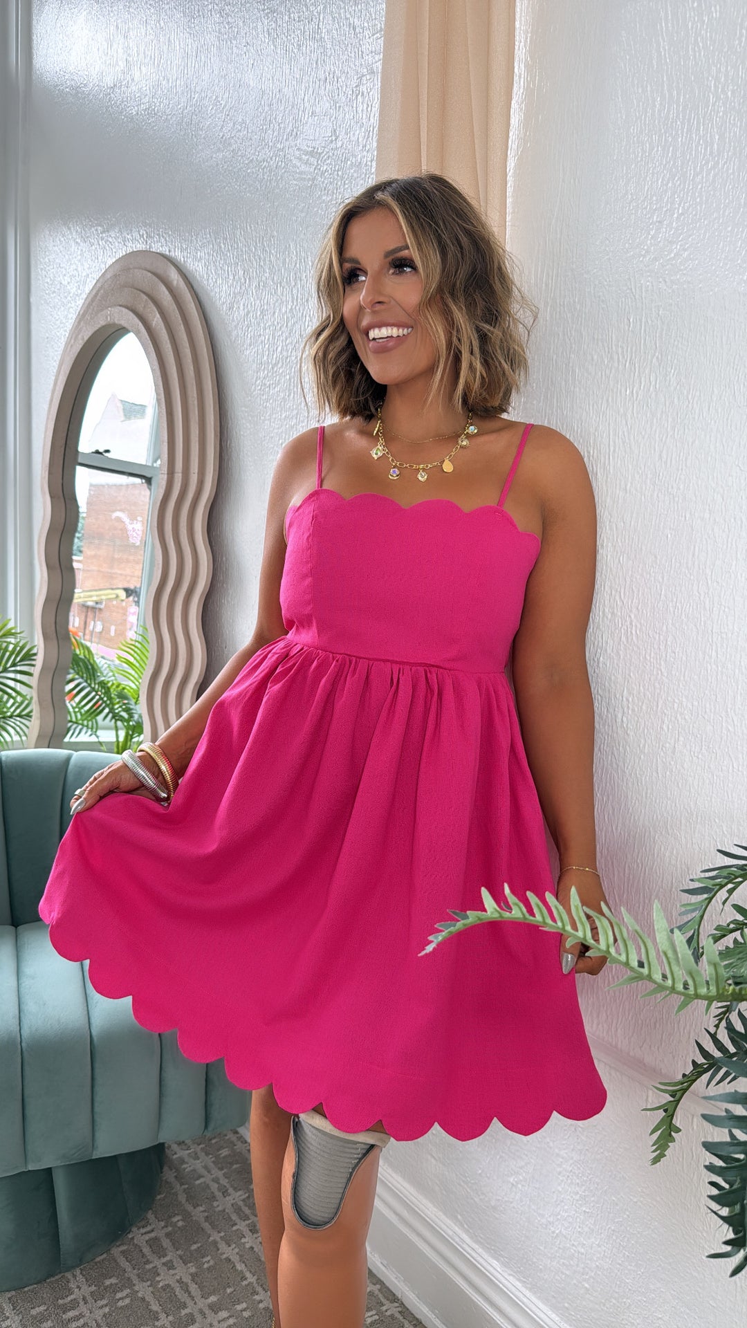 Pink Martini Scalloped Detail Dress Pink Martini Scalloped Detail Dress